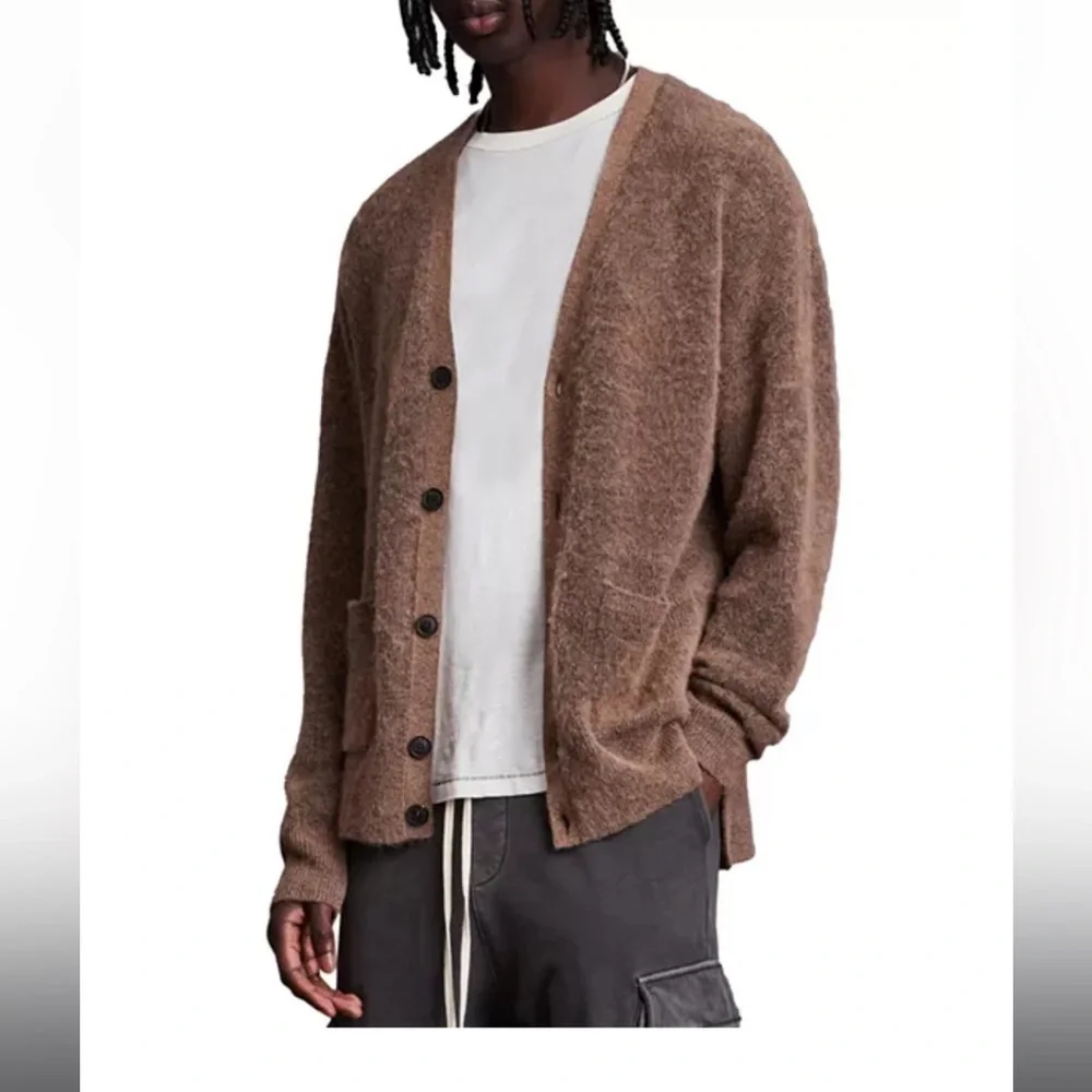 All Saints Brown Men's Cardigan Sweater - Picture 1 of 5